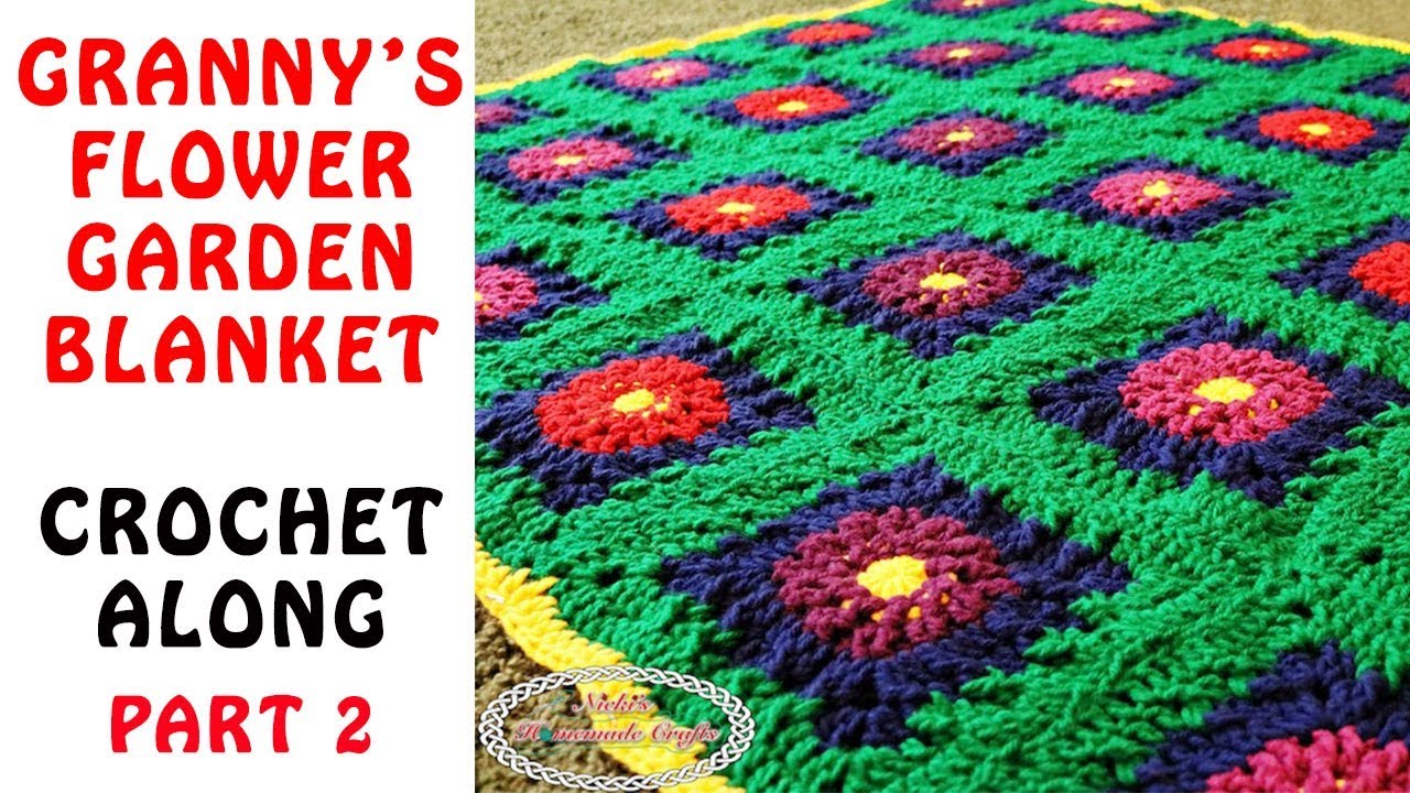 Crochet PART 2 of the Granny's Flower Garden Blanket Crochet Along
