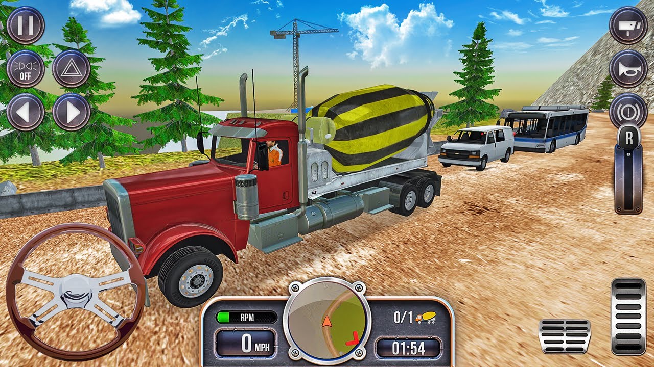 Cement Mixer Truck Driving - Transporting Concrete to Casting Place - Android Gameplay