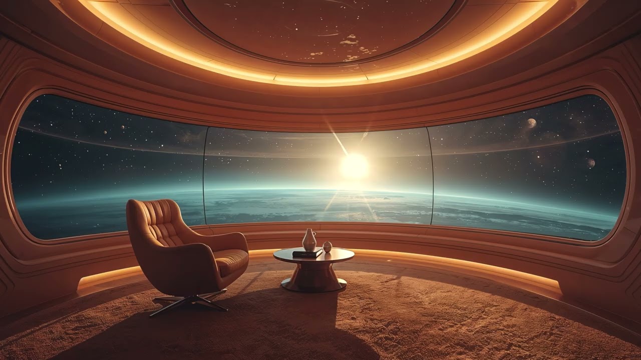 Relaxing Futuristic Room 🌍 Cozy Sci-Fi Space Lounge 4K