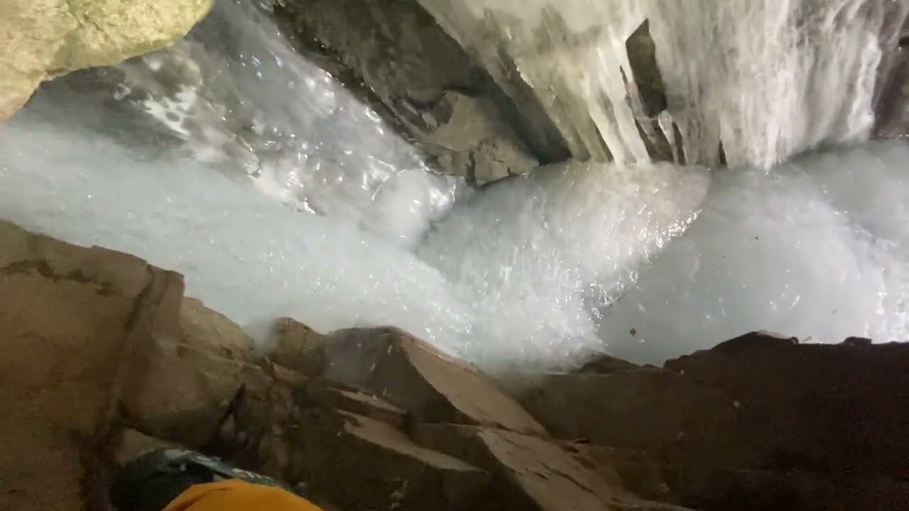Me climbing out the top of Hawthorne’s secret ice cave