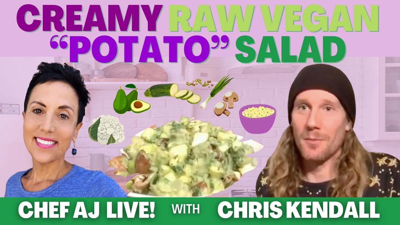 Creamy Raw Vegan “Potato” Salad | Chef AJ LIVE! with Chris Kendall