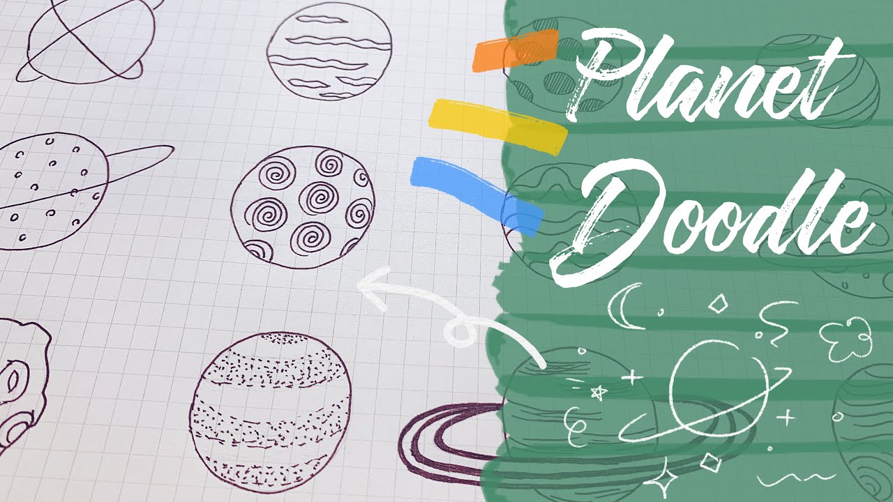Planet Doodle Ideas | Bullet Journal for Beginners | Art Bujo Step by Step | 手帐素材 - 星球简笔画