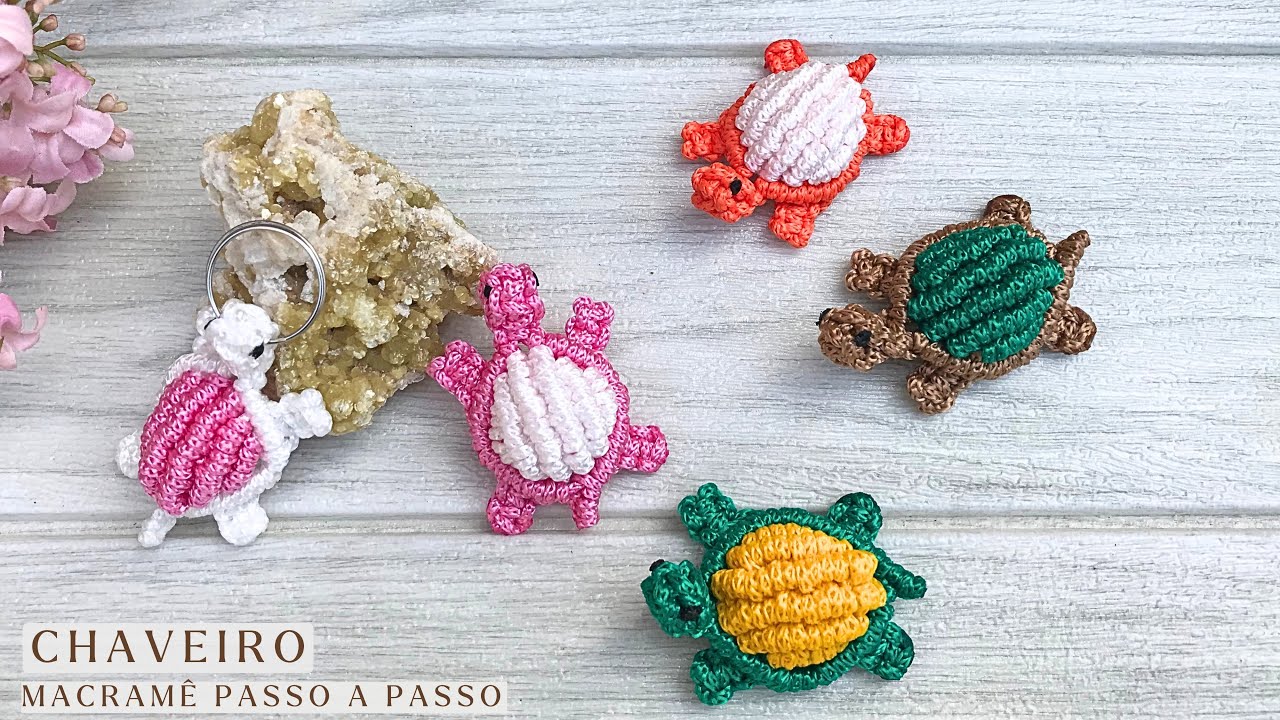 Chaveiro em macramê passo a passo | Chaveiro tartaruga | Macrame keychain  | macrame turtle keychain