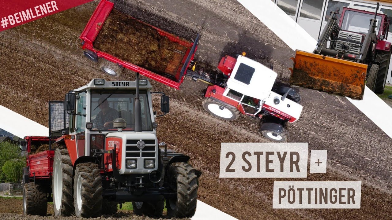 STEYR 8070 + PÖTTINGER Streuer & STEYR 545｜MIST AUSBRINGEN in TIROL｜2 Steyr im Einsatz #beimlener