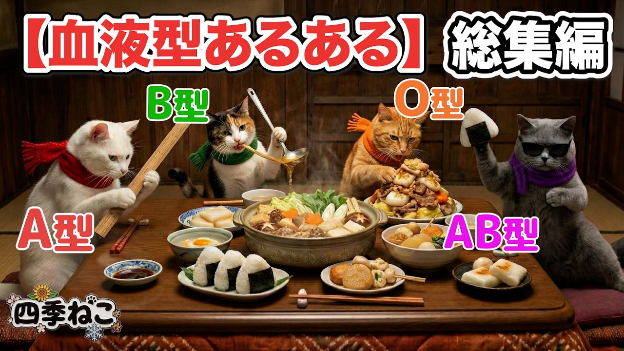 【血液型あるある】冬の食事ルーティン🐱🍽️ 【総集編】【四季ねこ】
