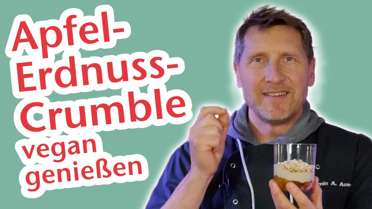 Apfel-Erdnuss-Crumble - unauffällig veganes Dessert, cremig und knusprig