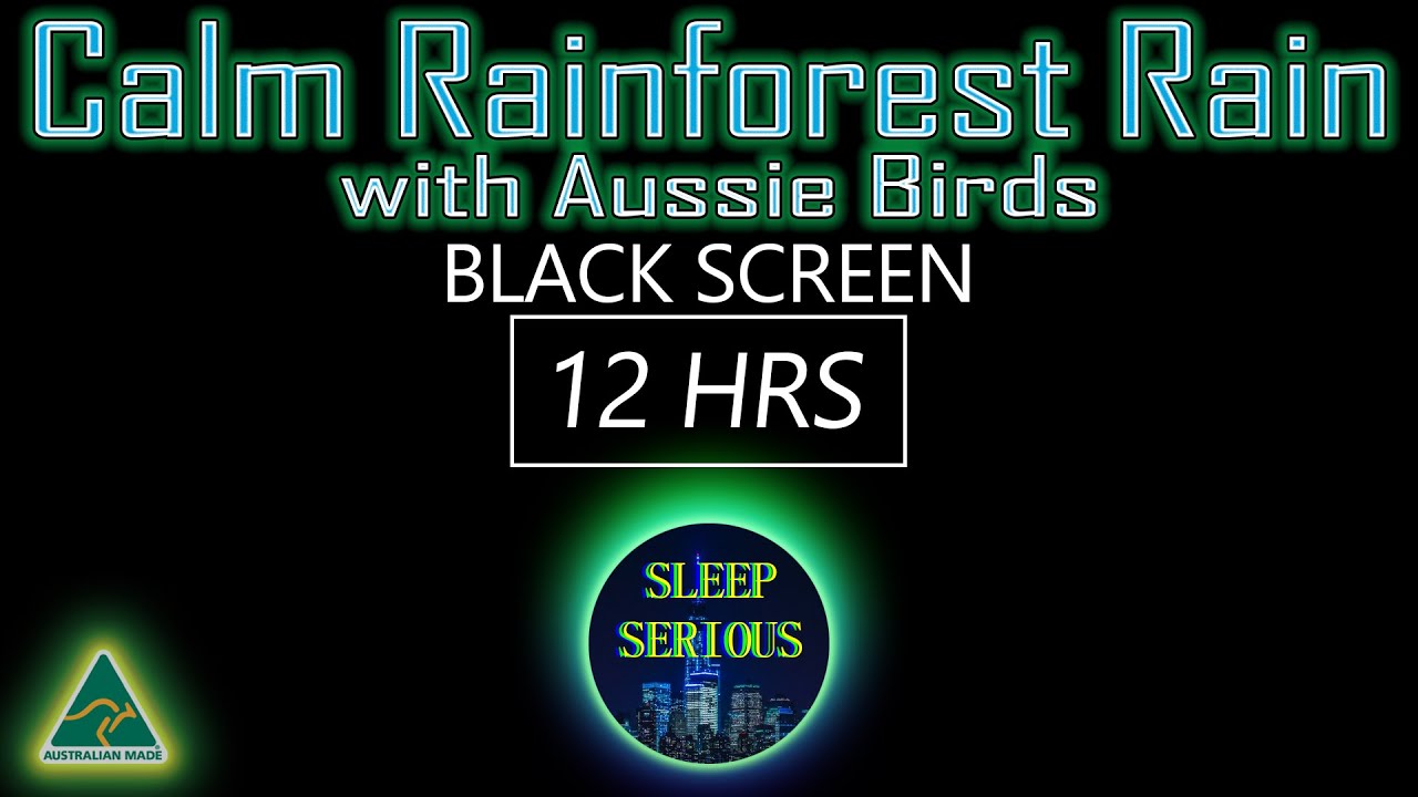 Light Rain in Australian Rainforest! Gentle Rain, Aussie Birds BLACK SCREEN! Sleep, Relax, Meditate!