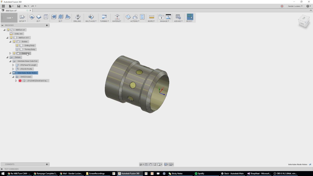 Live Tooling and Fusion CAM - Tutorial on Mill/Turn Drilling Operations