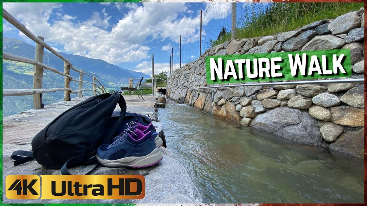 4K Nature Walk | Schenna Waalweg Path | Hiking Trail | Scena