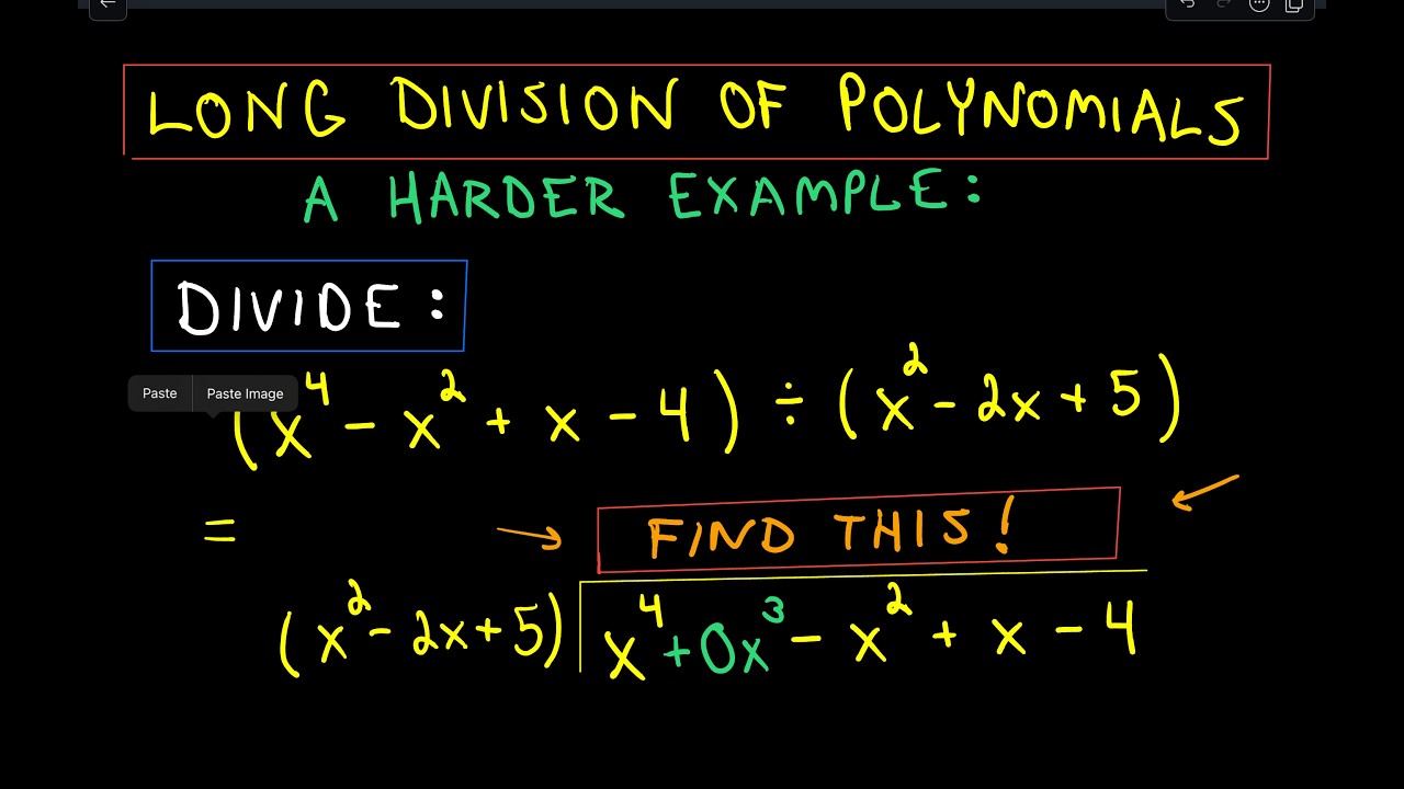 ❖ Long Division of Polynomials - A slightly harder example  ❖