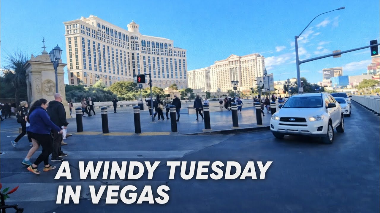 A windy Tuesday afternoon Vegas Strip walk