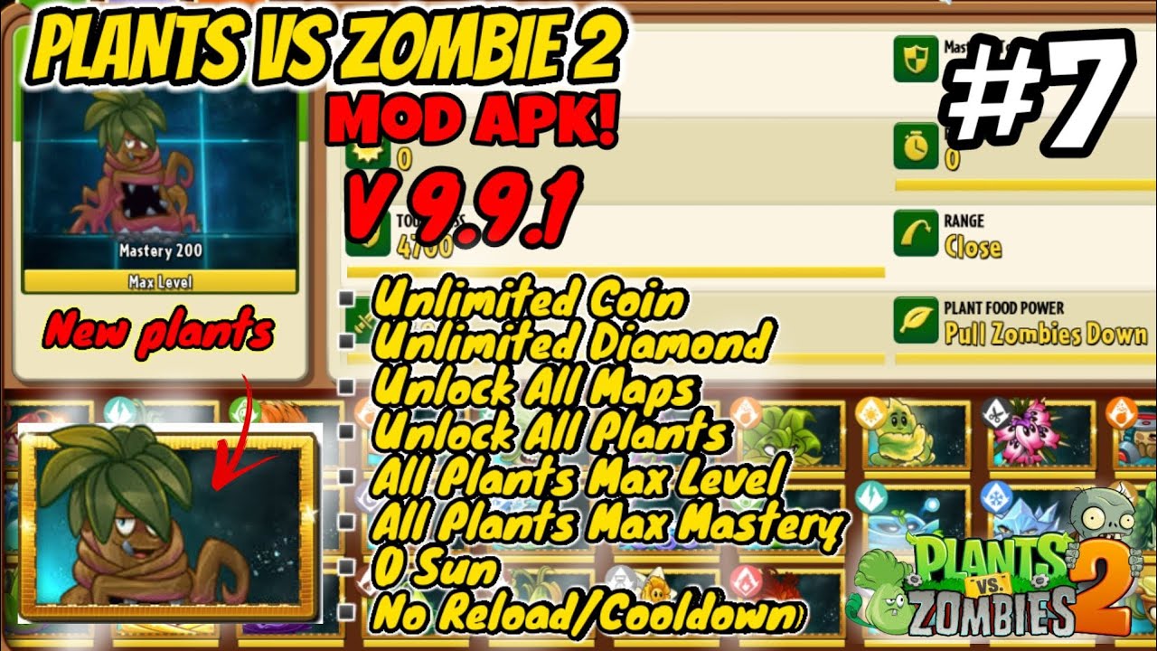 Plants Vs Zombie 2 Mod Apk V9.9.1 Arena Tournament Gameplay | Over Power Plants M200 & No Cooldown
