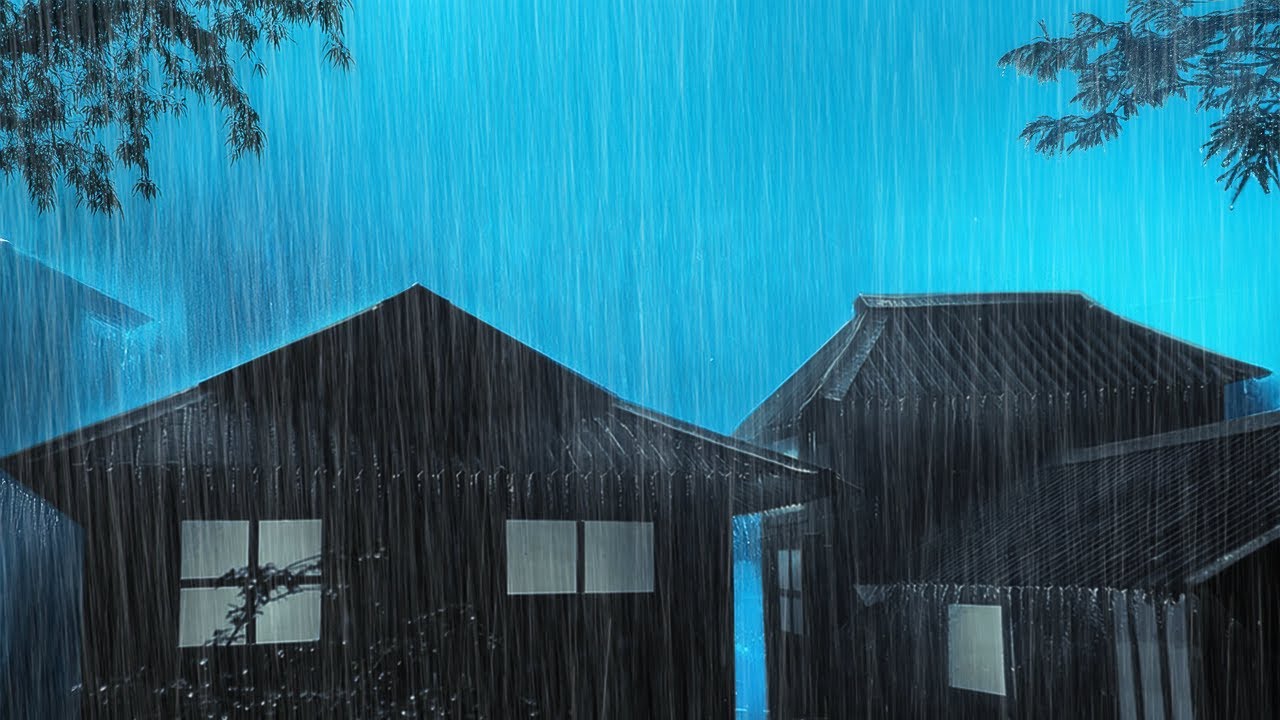 Heavy Night Rain & Thunderstorm on a Tin Roof for Calm and Deep Sleep