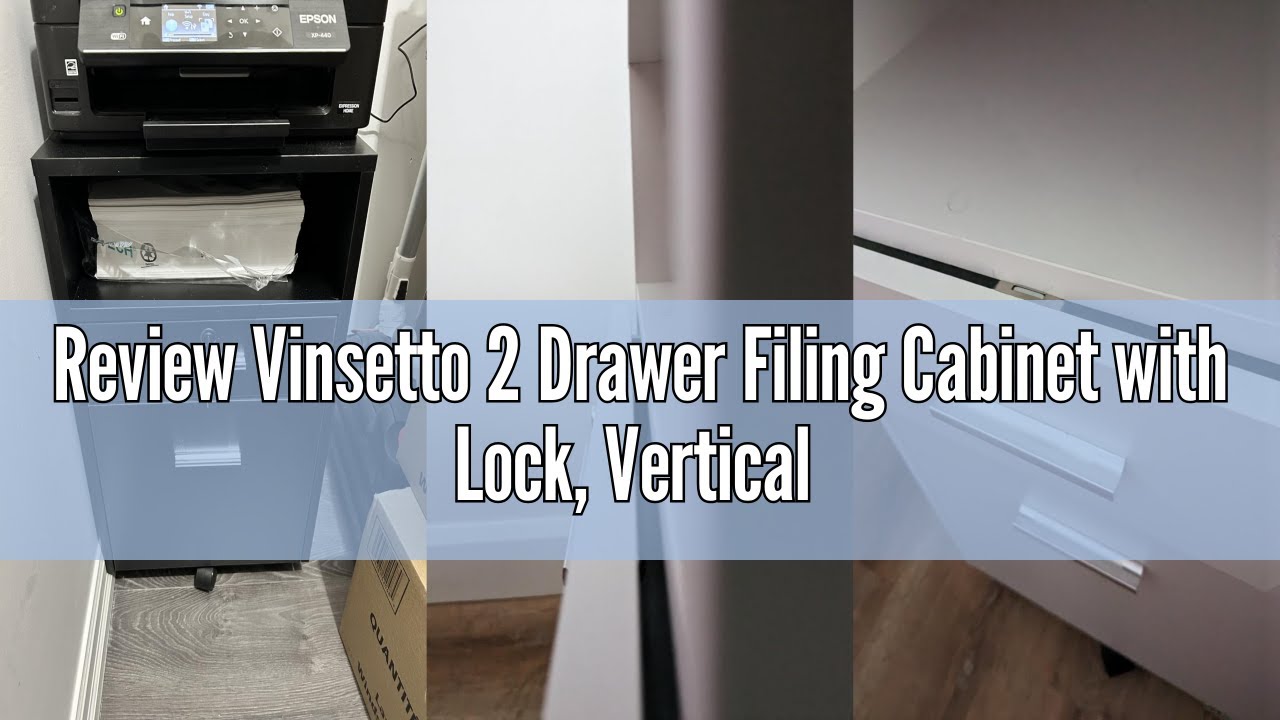 Review Vinsetto 2 Drawer Filing Cabinet with Lock, Vertical File Cabinet with Wheels, Mobile Office