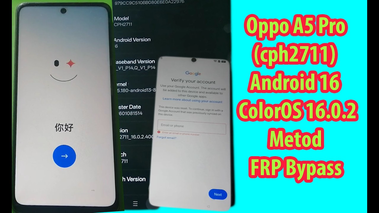 Metod FRP Bypass OPPo Android 16, 15,Google Account pemanen Clear