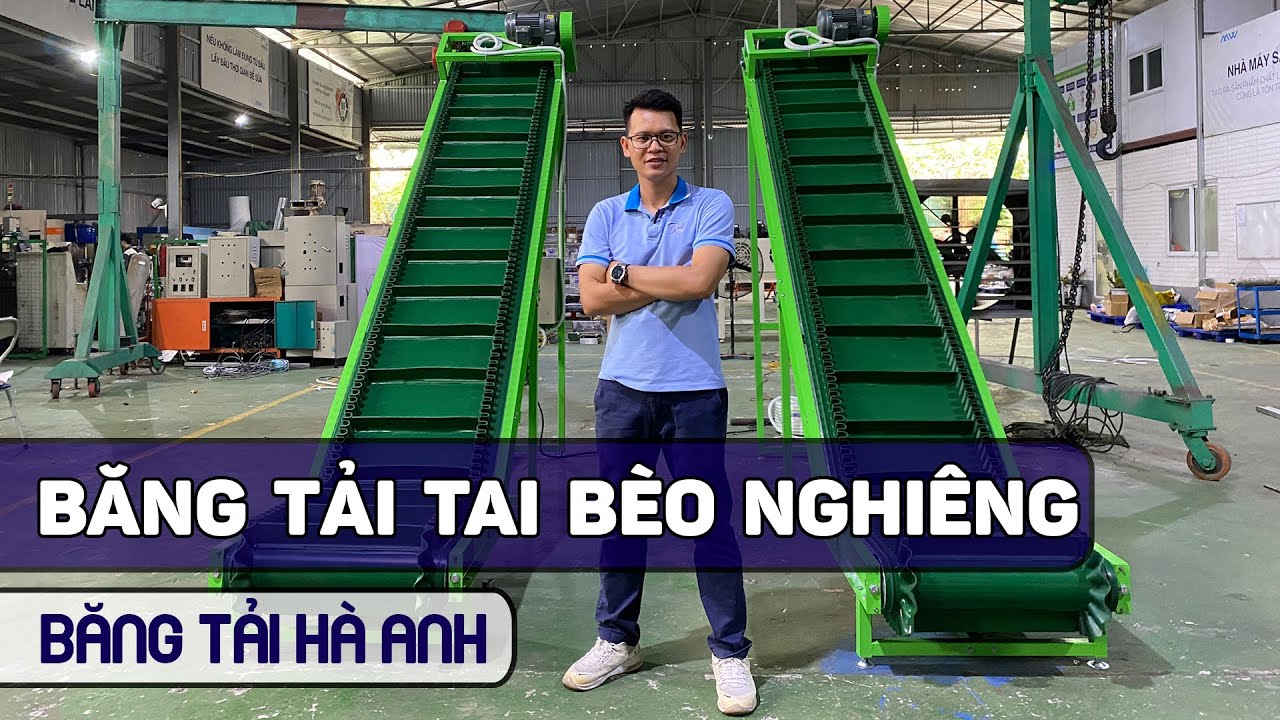 Băng tải PVC tai bèo Nghiêng chữ L - Băng tải Hà Anh