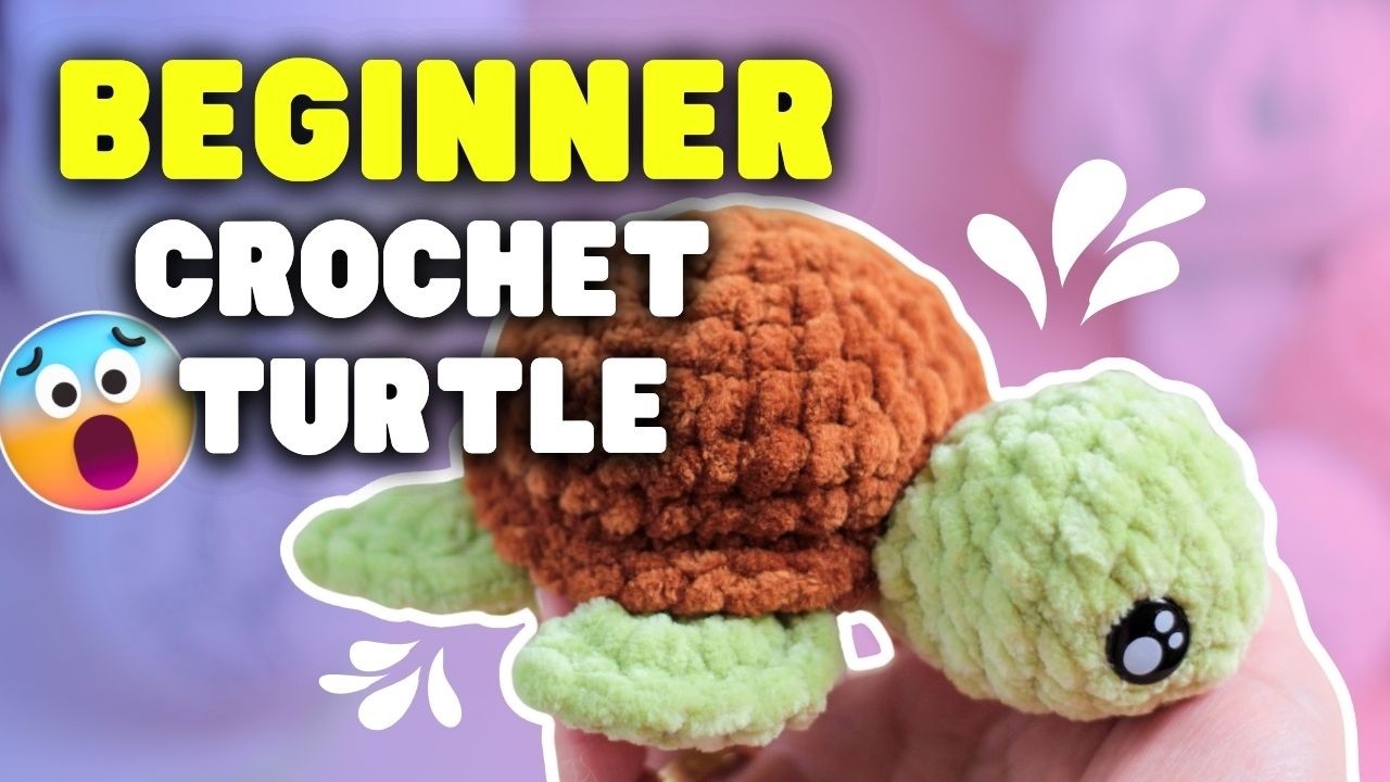 Crochet turtle amigurumi tutorial | Low sewing pattern