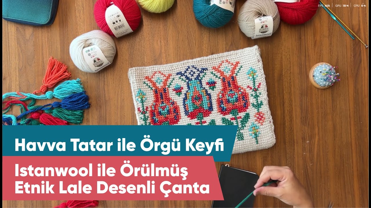 Havva Tatar ile &Ouml;rg&uuml; Keyfi l Etrofil Istanwool ile &Ouml;r&uuml;lm&uuml;ş Etnik Lale Desenli &Ccedil;anta🧶