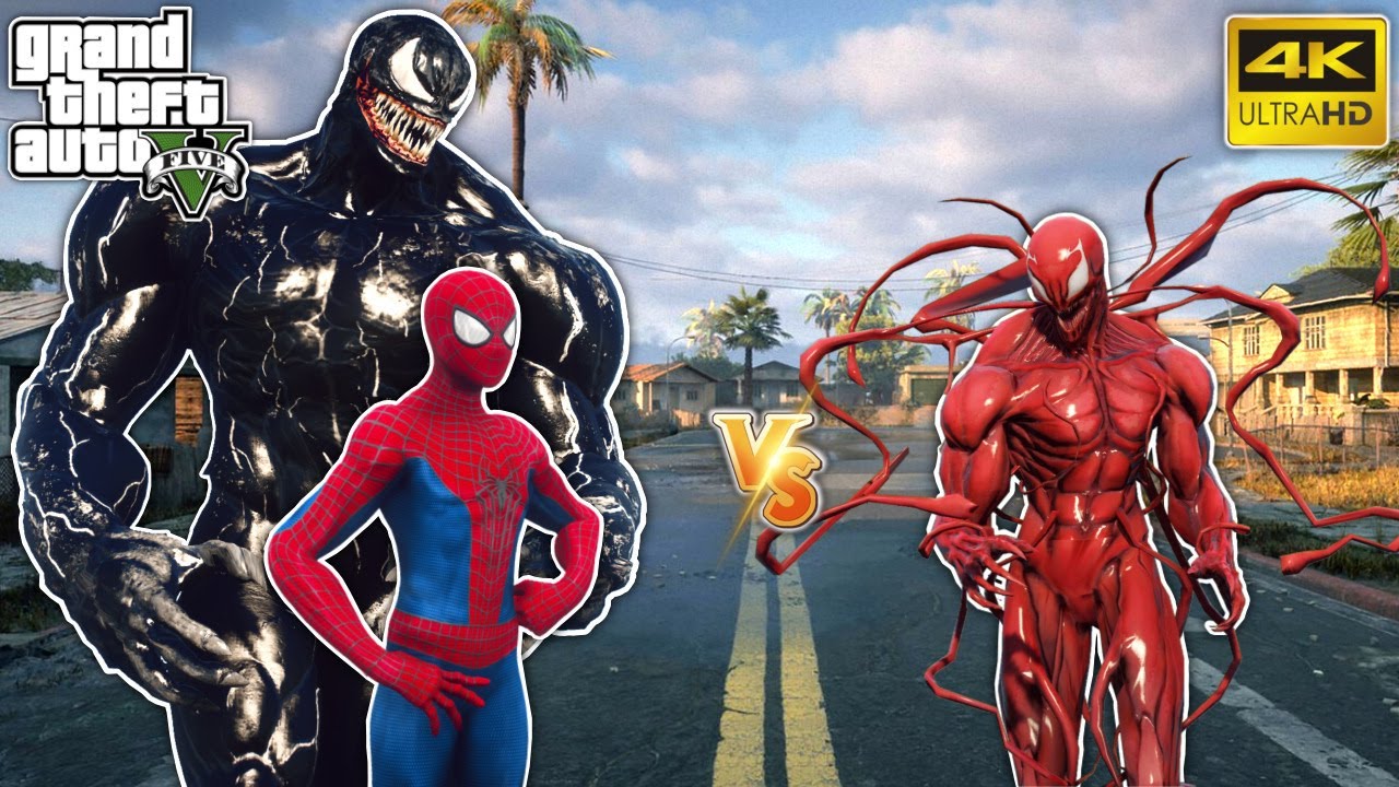 GTA 5 - Venom & Spider-Man VS Carnage | Next-Gen Real Life Graphics! (4K Ultra HD Gameplay)