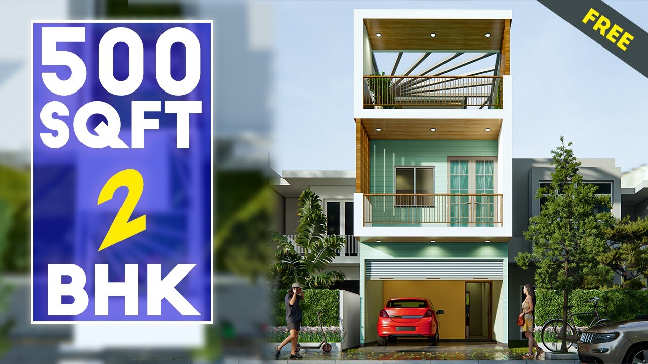 14X36 Feet 2BHK House With Parking 3D House Plan 
