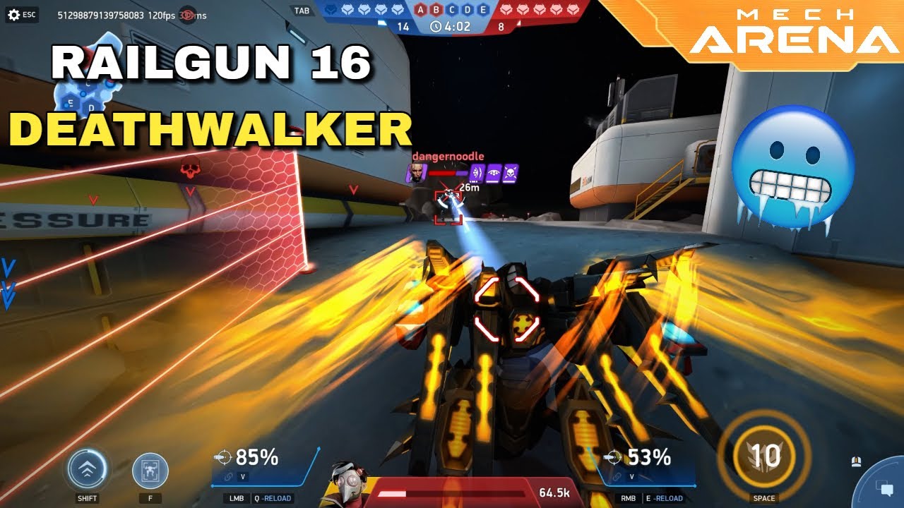 Finally, I tried Deathwalker with Rail gun 16 | Mech Arena
