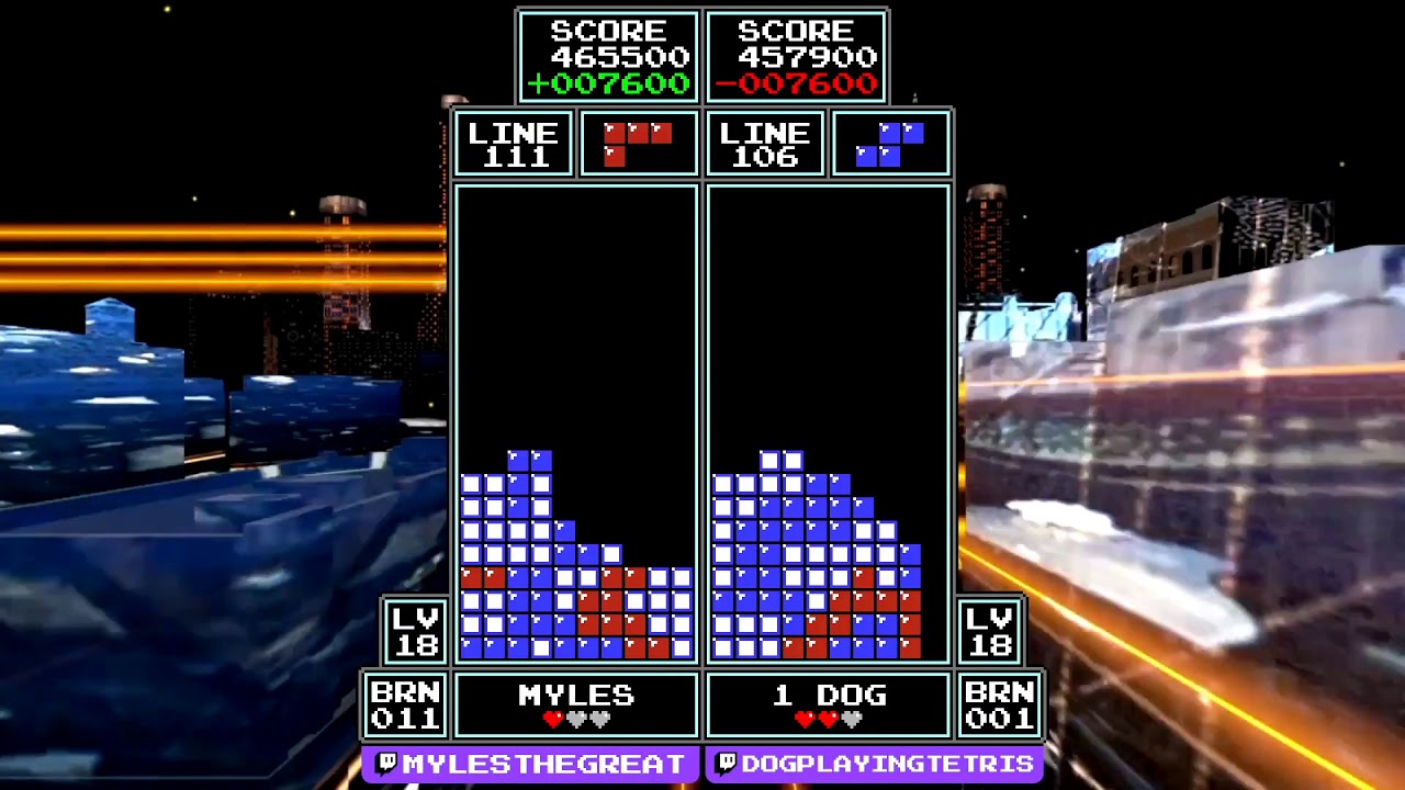 MylesTheGreat vs. Dogplayingtetris (2.3 million combined score)