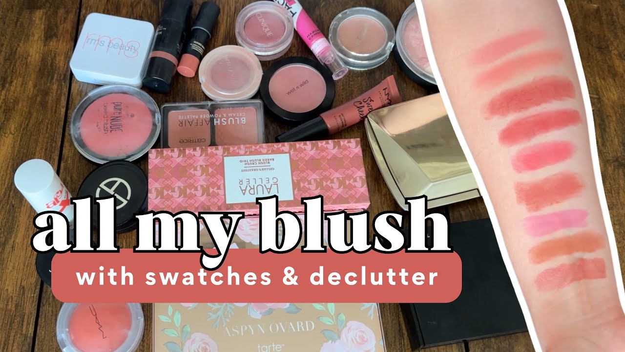 Blush declutter and swatches | full blush collection clean out + makeup organization☺️