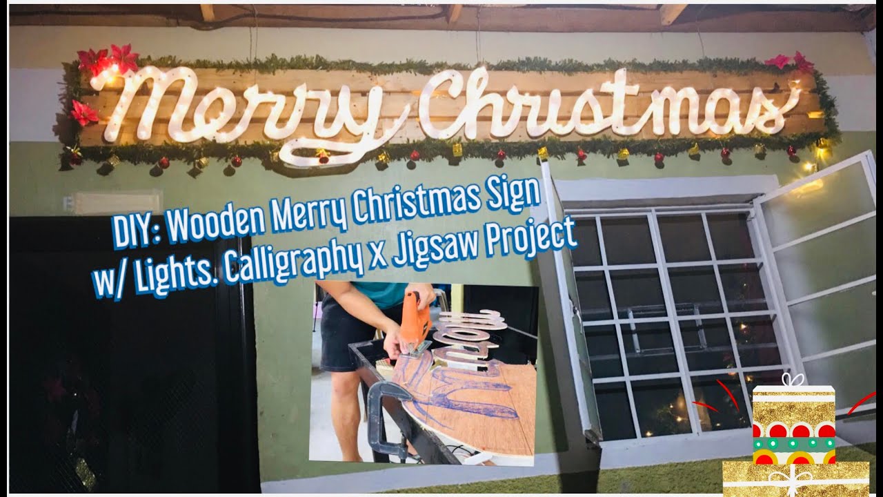 Wooden Merry Christmas Sign with Lights | DIY | Jigsaw