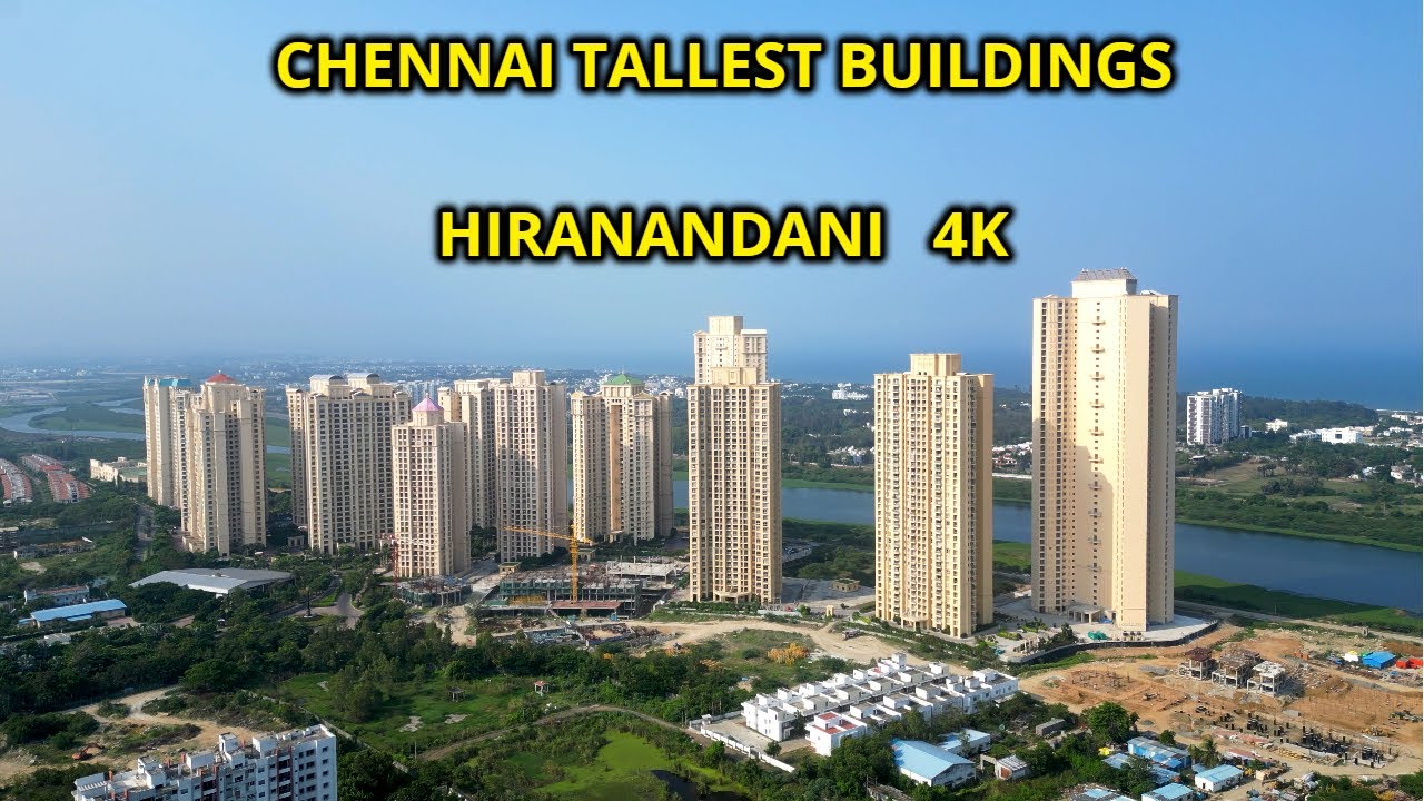 Chennai Tallest building - Hiranandani | Chennai drone view 4K | tallest tower Chennai | Marina Mall