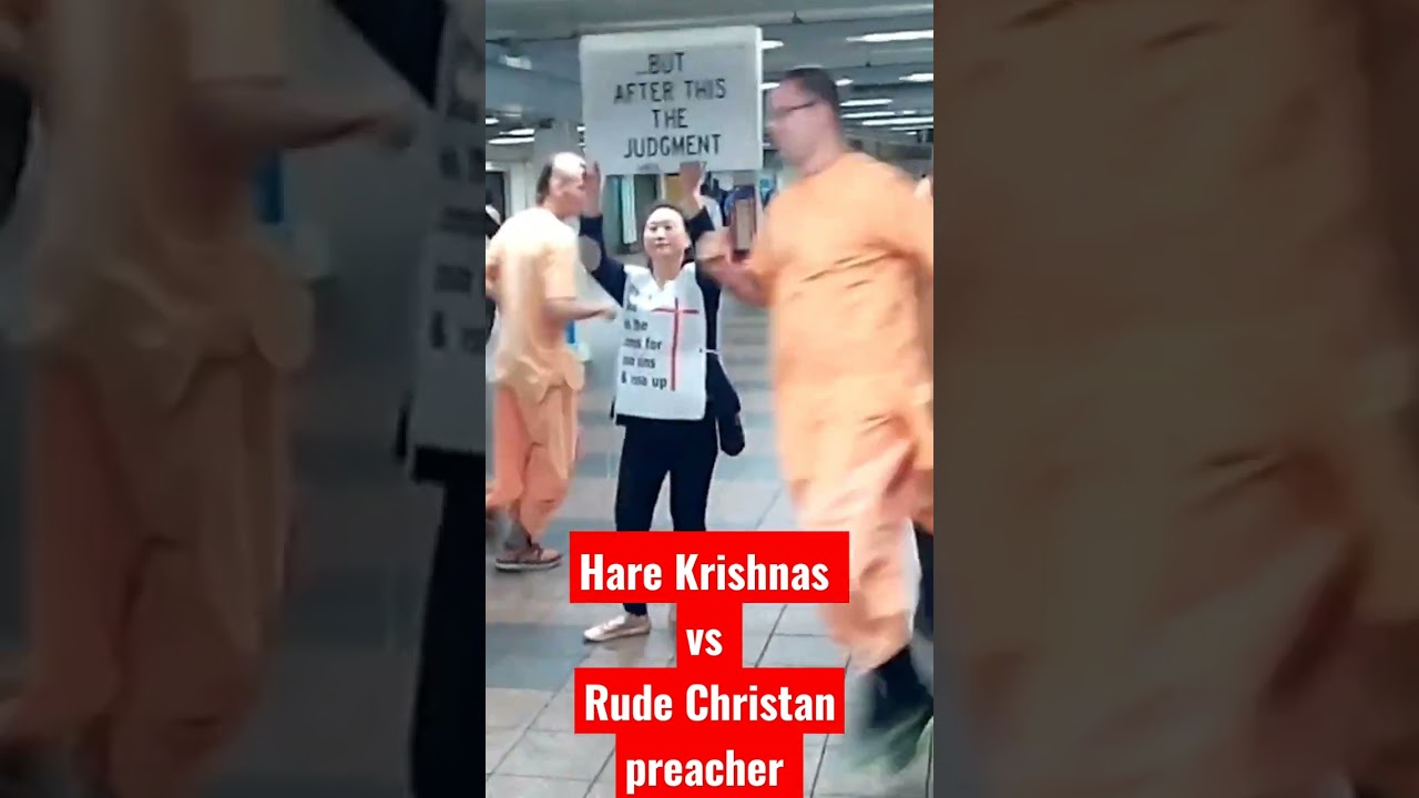 When Hare Krishnas meet Rude Christan Preacher.. #iskcon #shorts #harekrishna #christan #subscribe