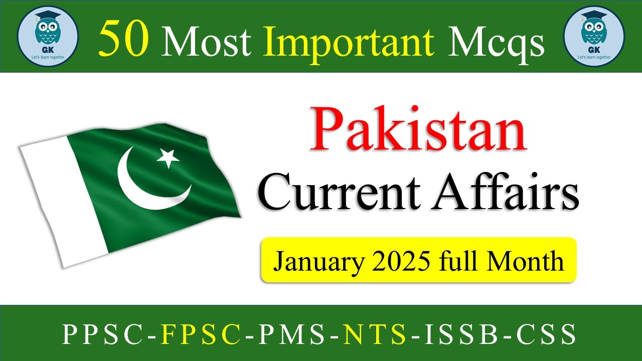 Top 50 Pakistan Current Affairs MCQs January 2025 | Latest GK Quiz for Exams