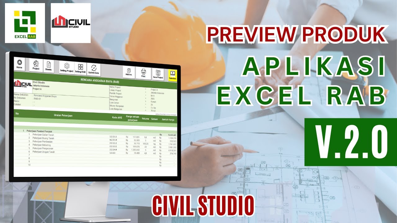 Preview Aplikasi Excel RAB V.2.0