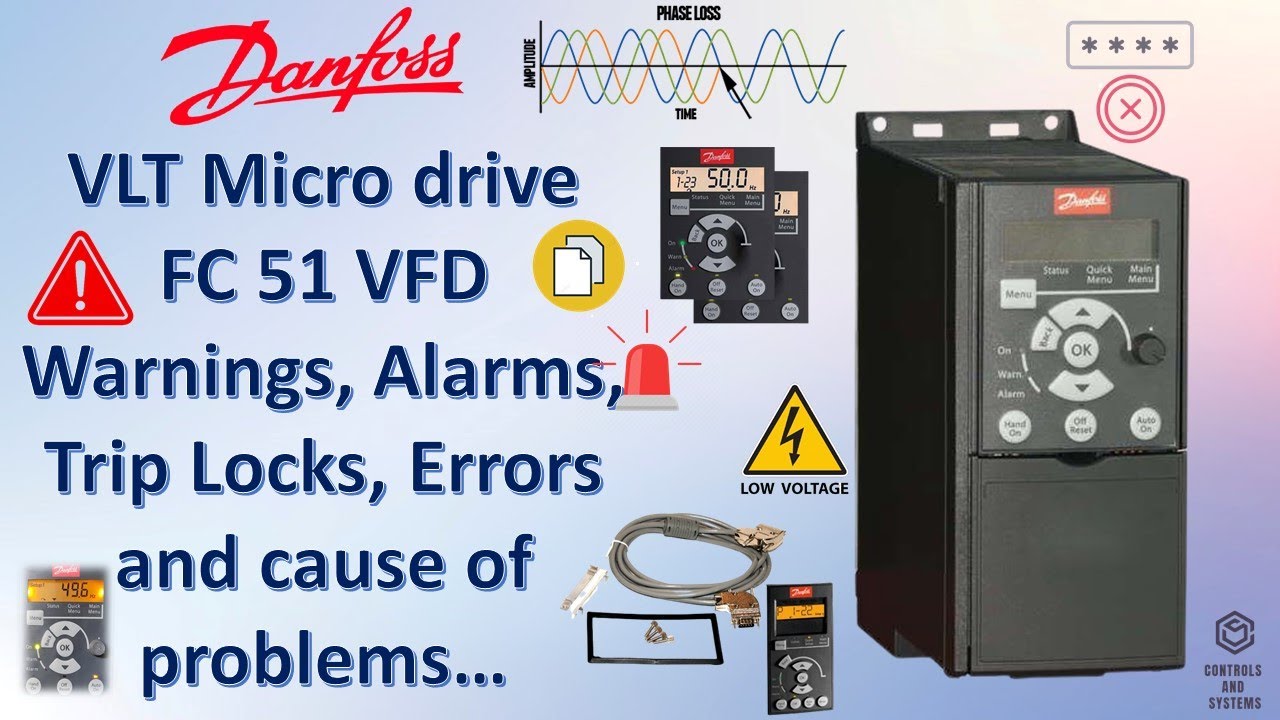 Объяснение аварийных сигналов, ошибок и предупреждений микропривода Danfoss FC 51 🔧⚠️