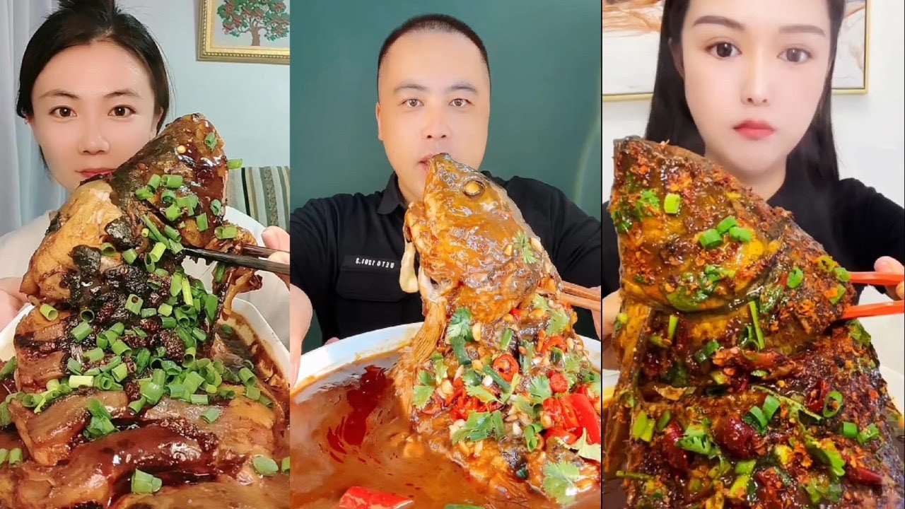 Chinese Mukbang Food Eating Show | God eats fish, Spicy Braised Fish #350