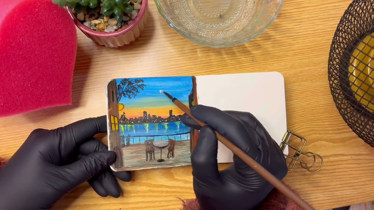 A cozy Sunset Painting | Easy sunset painting for beginners