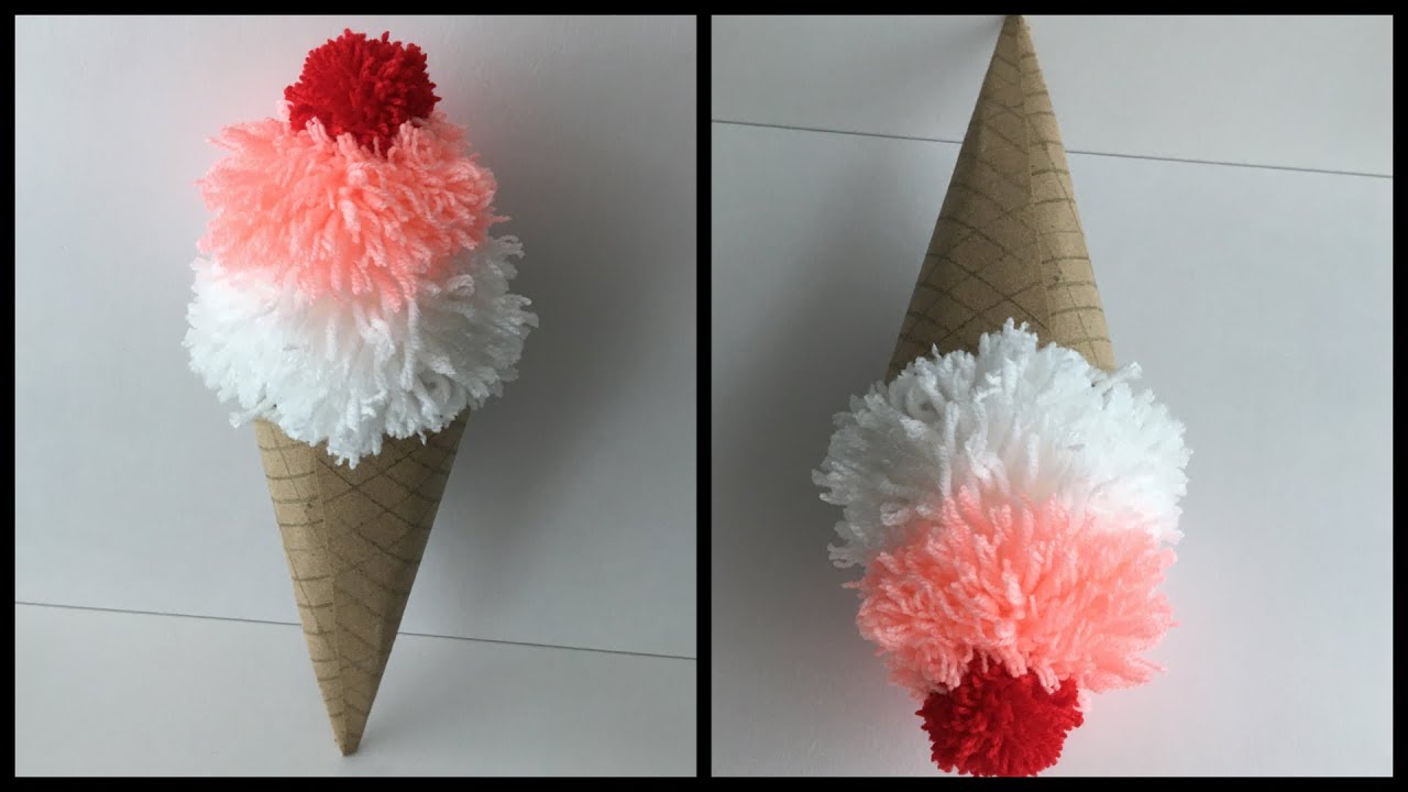 DIY Pom-Pom Ice Cream Cone Garland decoration