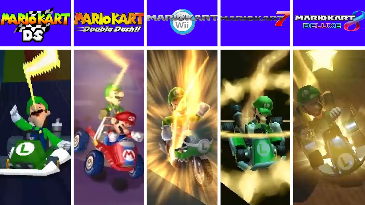 Evolution of Luigi, Lightning Bolt Animations in Mario Kart Games (1992-2024)