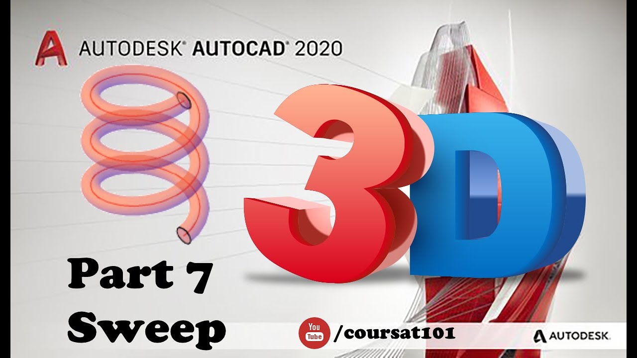 أتوكاد 3d الدرس #7 بعض أوامر الرسم Autocad 3D ، Sweep