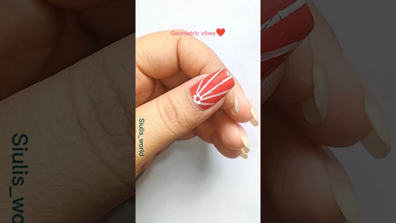 Bold red geometric nail art 🔺✨Simple lines, strong vibes 💅Easy DIY design ❤️
