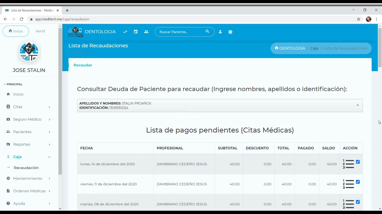 Secretaria, primeros pasos en Software Meditech