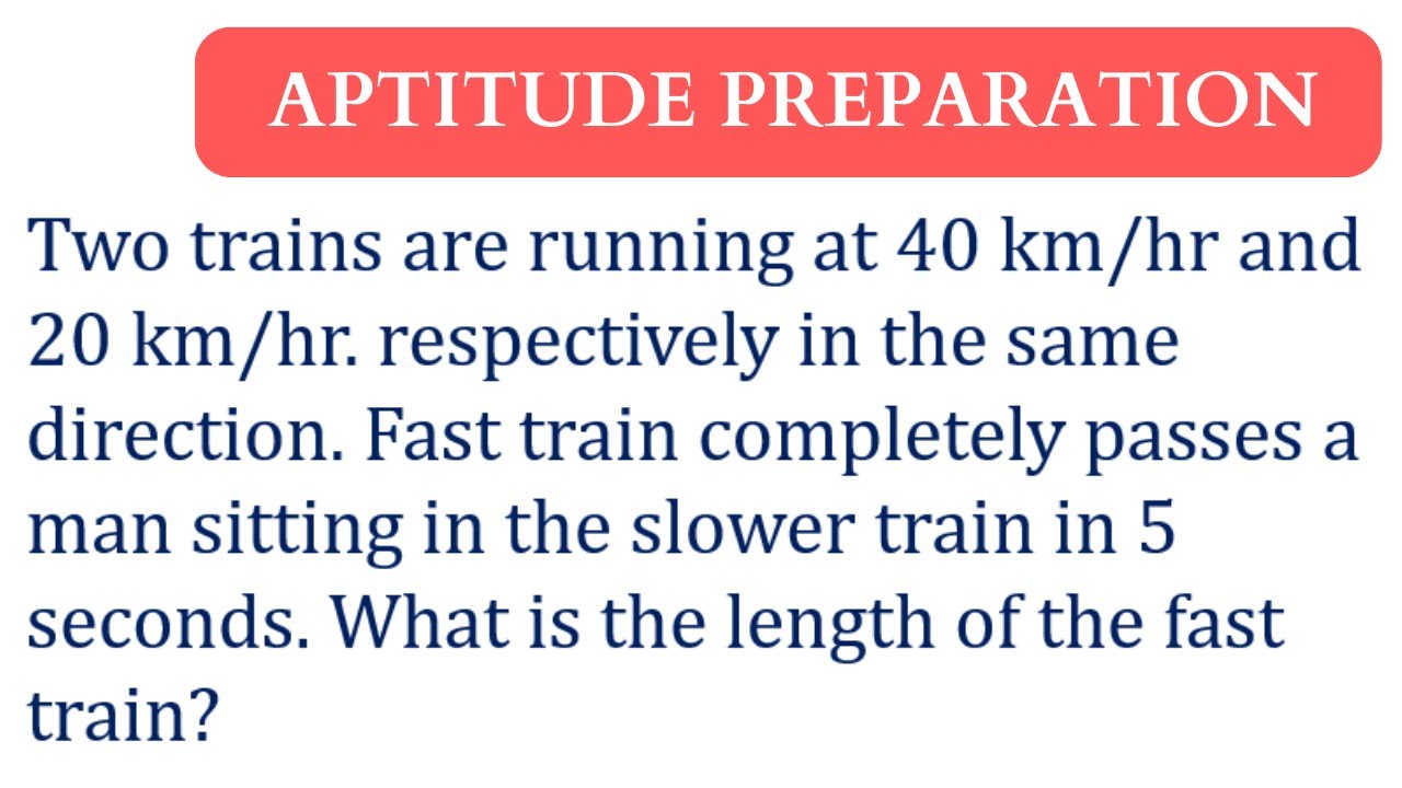 Two trains are running at 40 km/hr and 20 km/hr. respectively in the same direction. Fast train