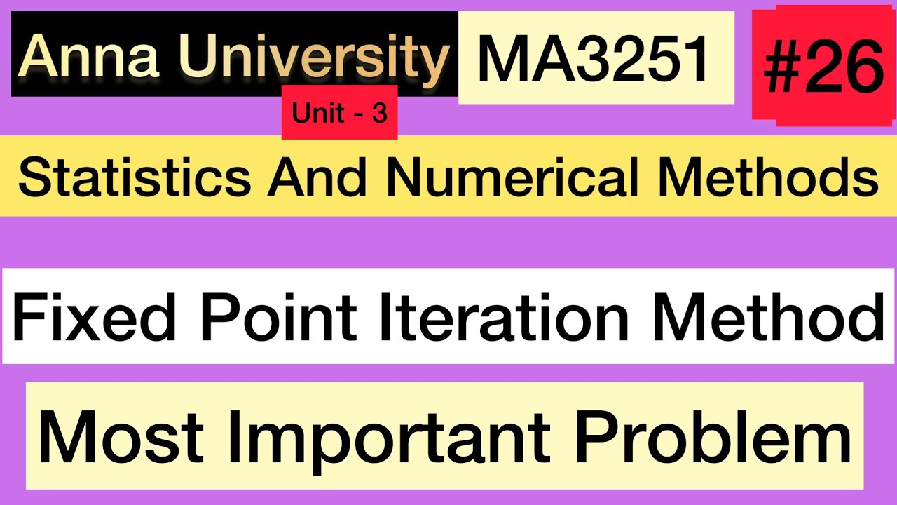 Statistics And Numerical Methods | #26 | Unit - 3 | Fixed Point Iteration Method | Tamil