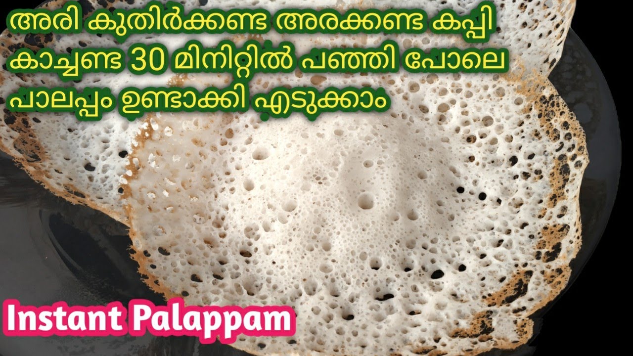 Instant Palappam Recipe In Malayalam| Vellayappam |Appam |Rice Flour Appam Recipe| Palappam