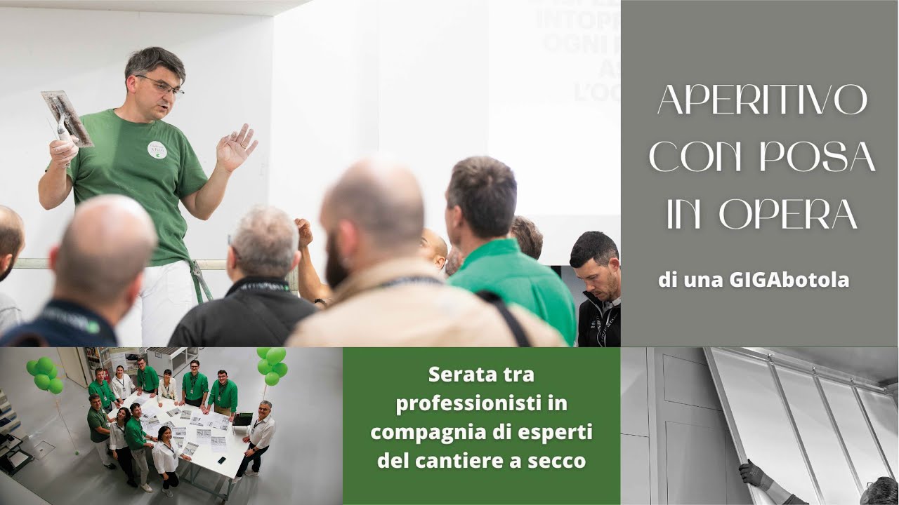 Aperitivo con posa in opera di una GIGAbotola. Una serata tra esperti del cantiere a secco.