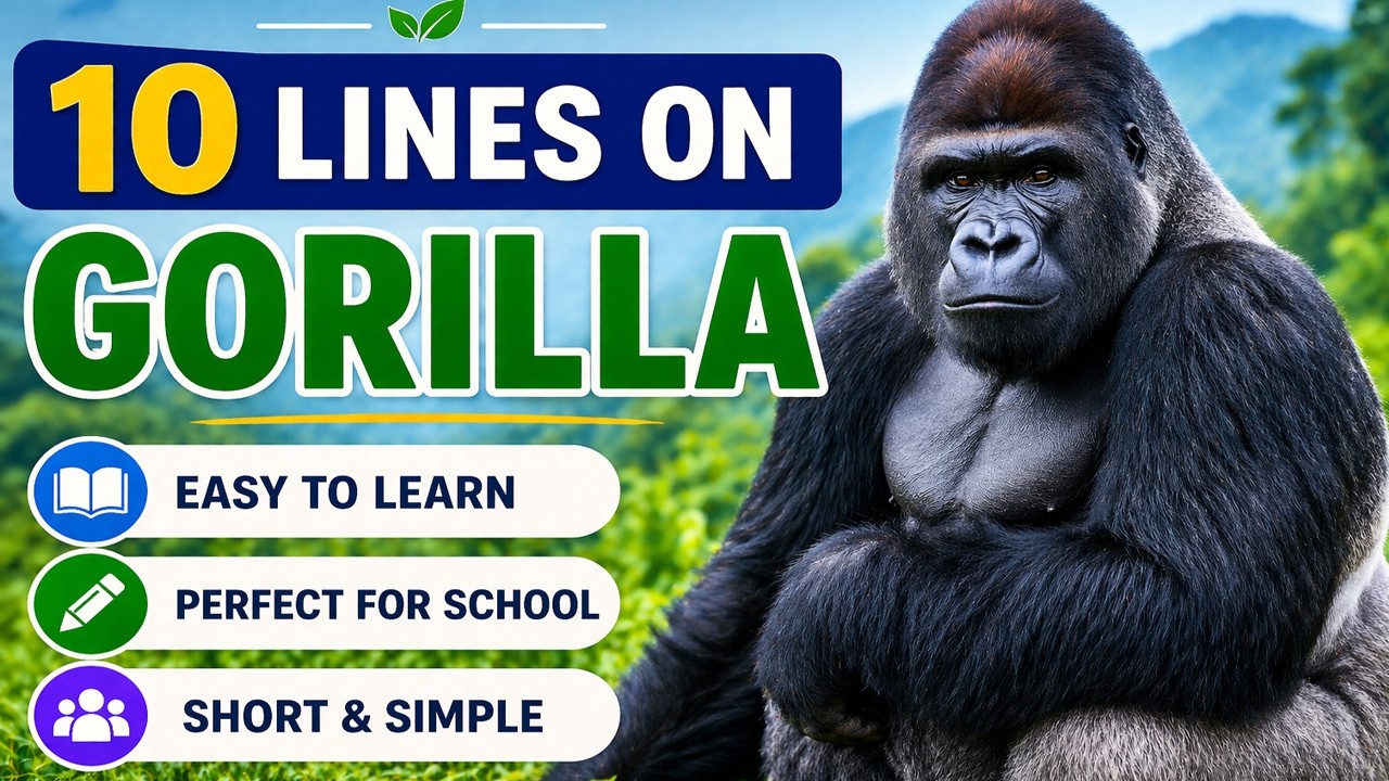 10 Lines on Gorilla in English | Gorilla Essay in 10 Lines | Animal Easy Essay for Kids