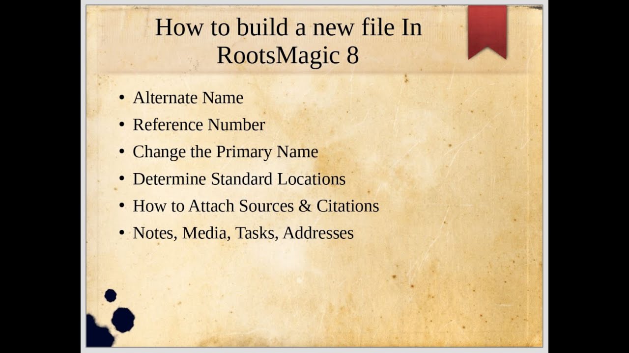 How to build a new file In RootsMagic 8