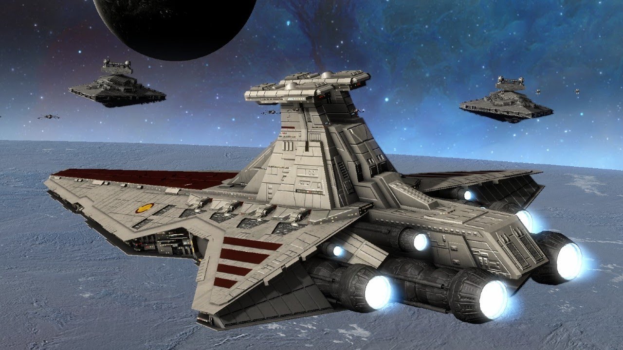 3 Procursator Star Destroyers vs 3 Venators - Star Wars: Empire At War Remake NPC Battle