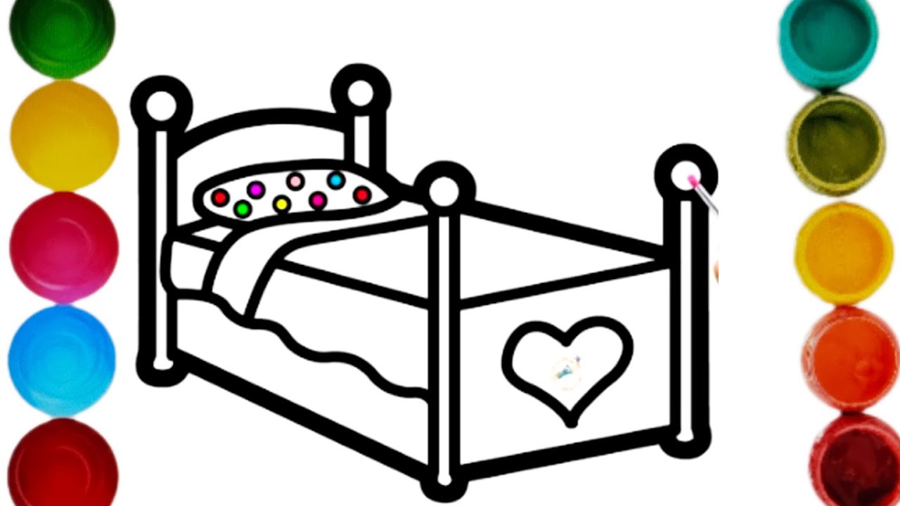 How to Draw a Bed with Glitter Colors for Children ?