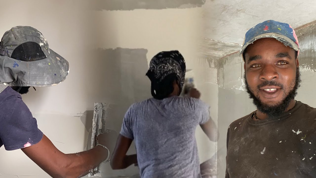 Doing some rough work on the wall using sure patch mix with sure cote