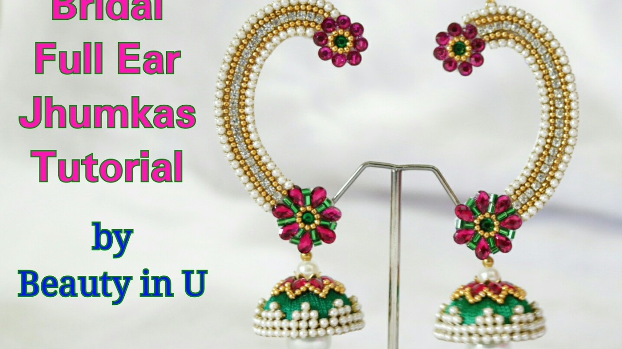 DIY | Designer Bridal Full Ear Jhumkas making at Home | Silk Thread/Paper Earrings |  Tutorial